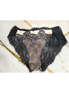 Bradelis New York Lace  Floral Lace Black Beige  Size M NEW WITHOUT TAGS